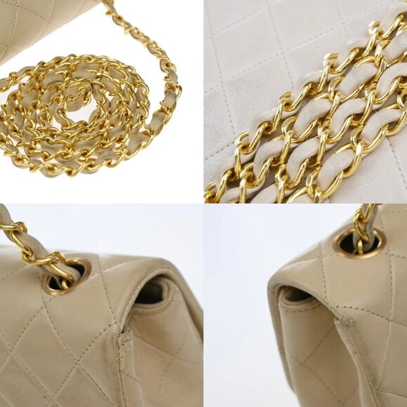 CHANEL CC Mini Matelasse Chain Shoulder Bag Leather Beige GHW Vintage 325RP048 - Picture 14 of 16